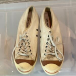 Converse Cream Canvas Low-Top Sneakers with Brown Toe Caps